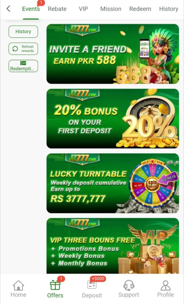 The JZ7777 Game interface is designed for intuitive and get bonuses.