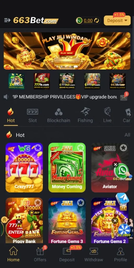 663bet Game interface screenshot image.