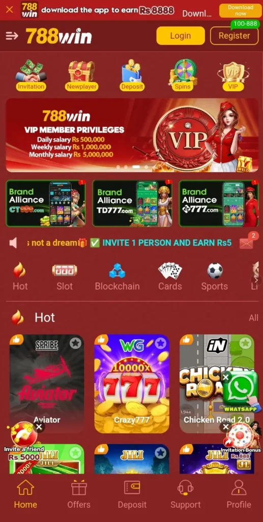 788 Win Game dashboard screenshot image.