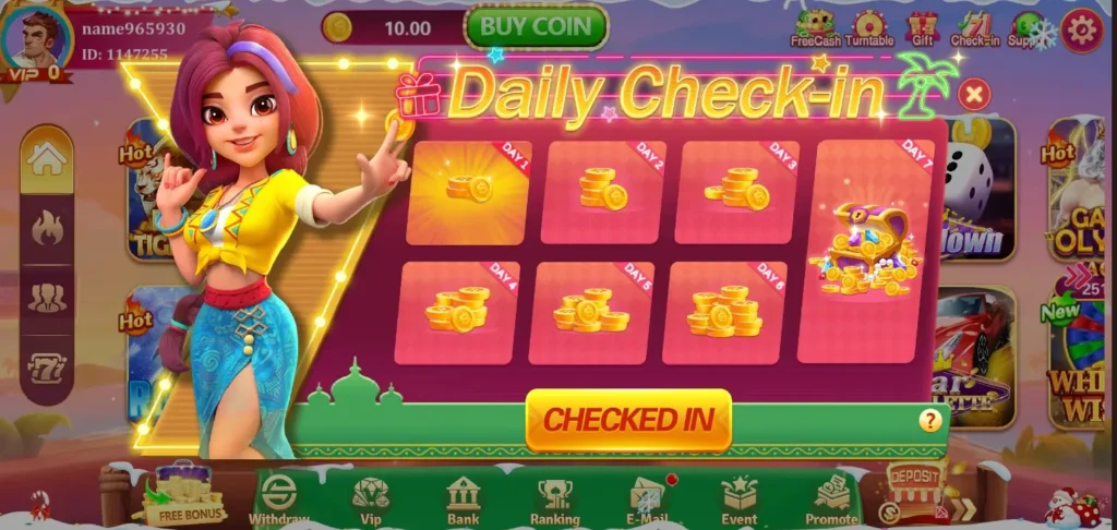 Luck33 Game, the dashboard is designed in a very simple and clean way.