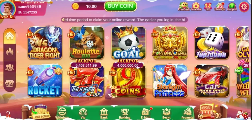 Luck33 Game dashboard screenshot image.