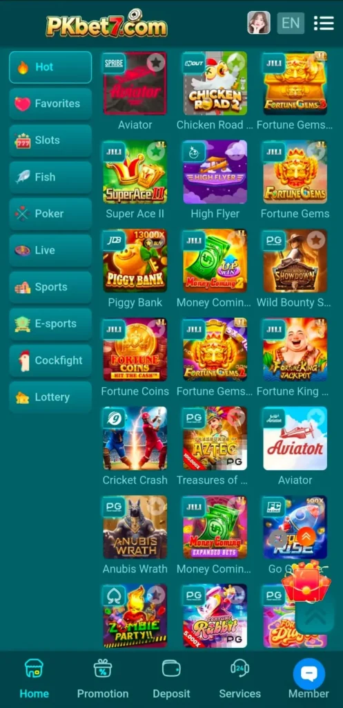 PKBet77 Game interface screenshot image.