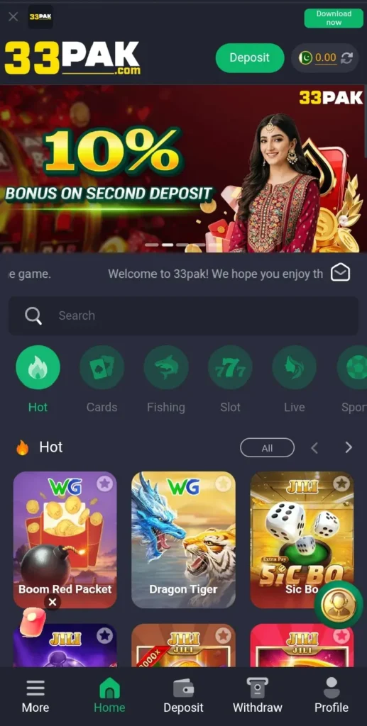 33PAK Game interface screenshot image.