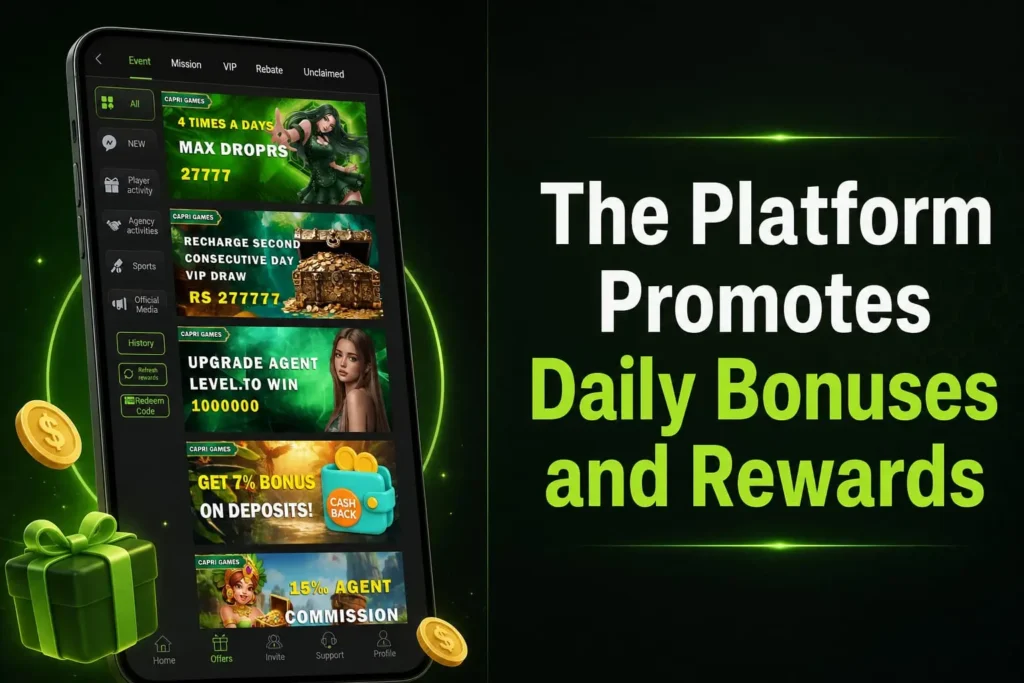 5555 Pak Game promotes daily bonuses and rewards.