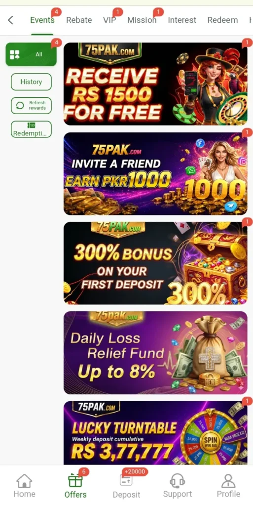 75Pak Game earning app allows users to gain rewards.