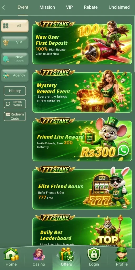 777Stake Game daily login, new bonus, and real cash.