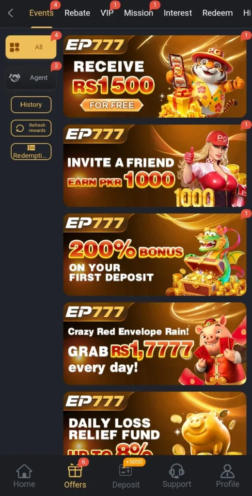 EP777 Game platform regularly offers daily bonuses and promotional rewards for active users.