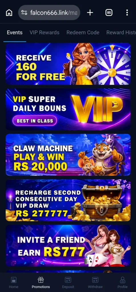 Falcon666 Game new rewards and bonuses.