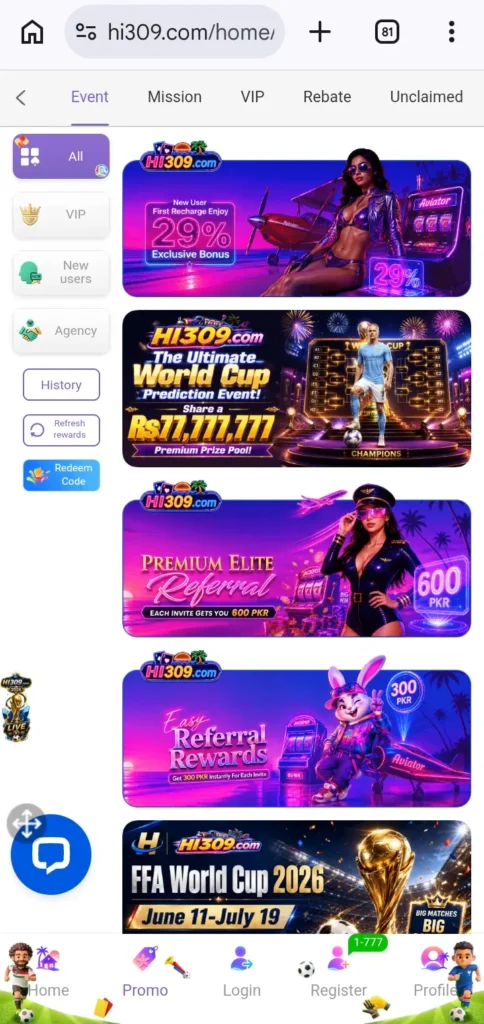 Hi309 Game real bonuses app.