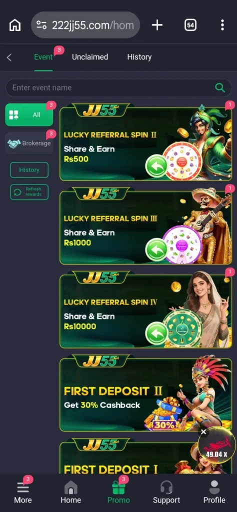 JJ55 Game Real bonuses and rewards.