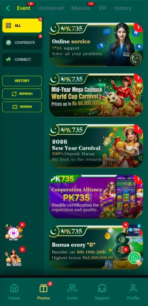 PK735 Game Real bonuses Platform.