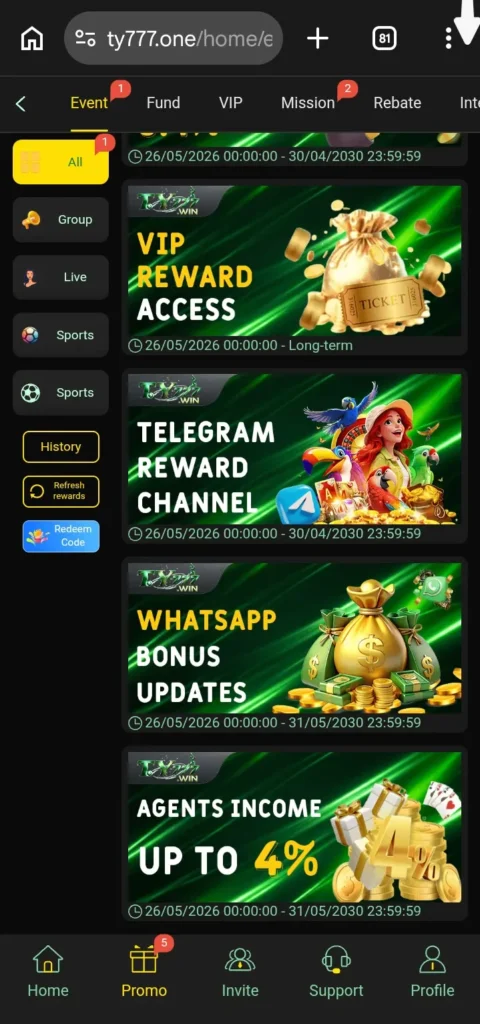 TY777 Game VIP bonuses and rewards platform in Pakistan.