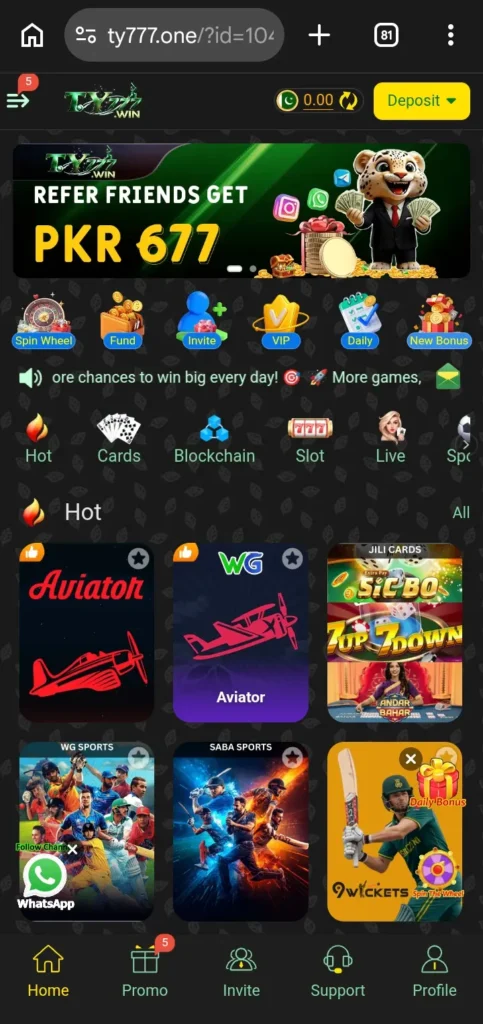 TY777 Game interface screenshot image.