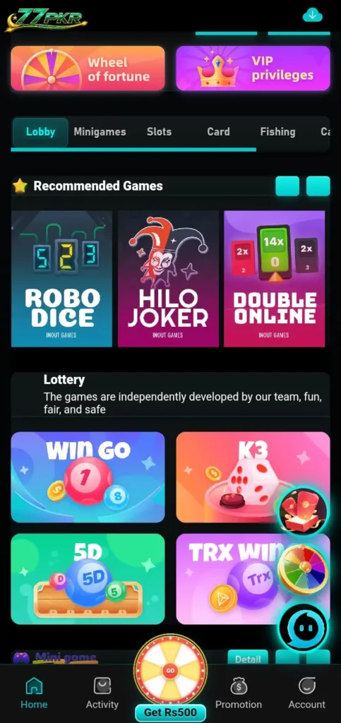 77Pkr Game Download apk.