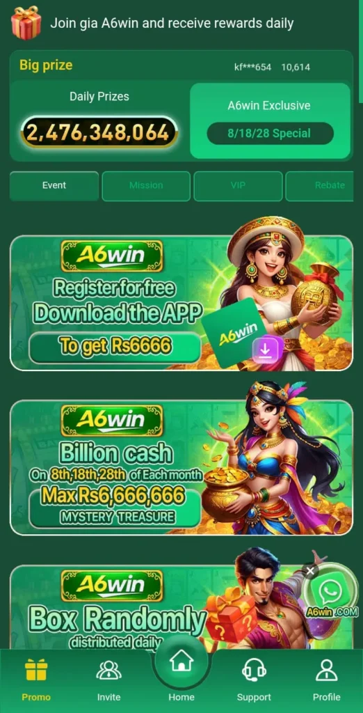 A6win Game VIP Bonuses.