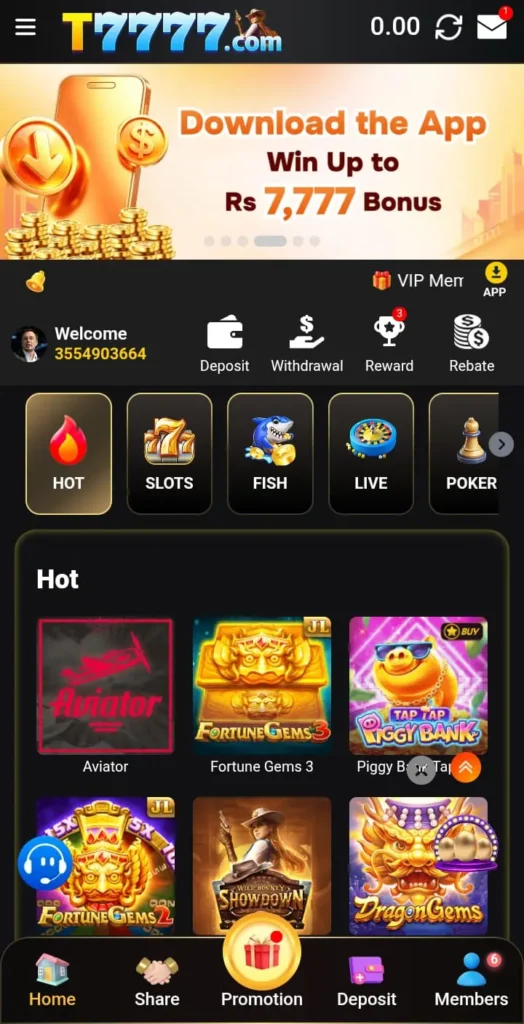 T7777 Game interface screenshot image.