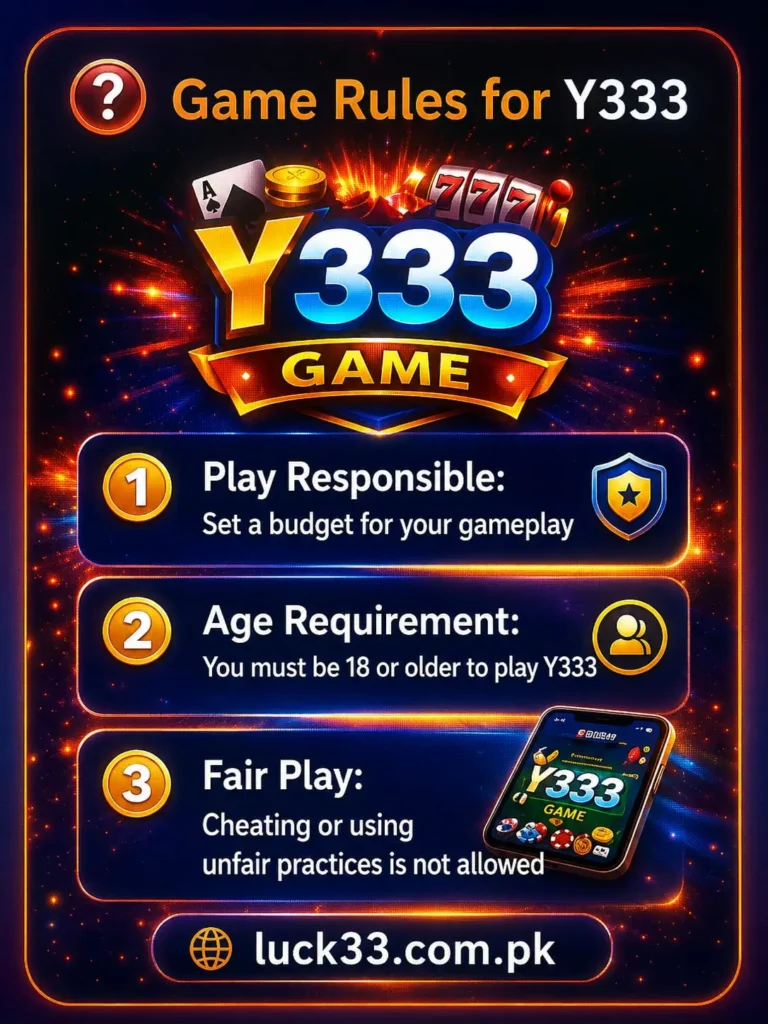 Y333 Game VIP Bonuses platform in Pakistan